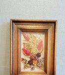 paire de cadres de fleurs séchées vintage des années 60