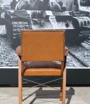 Fauteuil Scandinave skaï camel