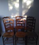 6 Chaises en bois et assises en paille