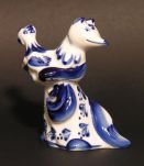 Femme Renard et Poule GZHEL / Porcelaine de GJEL