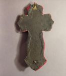 Christ en Croix sur Velours Rouge / Bénitier Mural Français