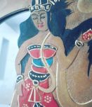 Petit miroir rond asiatique en bois