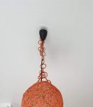 suspension boule orange corde et rotin vintage Audoux Minet 