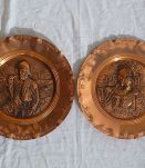 assiettes  decoratives  a suspendre en cuivre