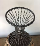 Vase en osier et métal - Vintage