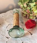 Joli bougeoir en verre et osier paille - Vintage