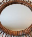 Miroir soleil rond rotin vintage 60s 70s