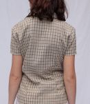 Chemisette cintrée vintage lin à fins carreaux taille 36