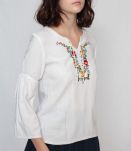 Blouse coton bohème 70’s broderie fleurie taille 36