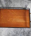 plateau à service fer forgé et bois avec poignées scoubidou 