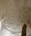 Grand dessous de plat, plateau en verre taillé