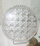 Grand dessous de plat, plateau en verre taillé