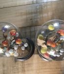 Jolie paire de globes de mariés avec la garniture 