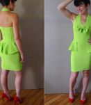 vintage 90s robe bustier dos nu stretch basque noeud vert fl