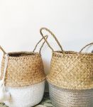 Panier de rangement feuilles de palmier tressées 