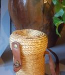 Ancien verre de curiste "Mont dore" et son étui en paille - 