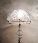tres grand lampe pied bronze et verre 