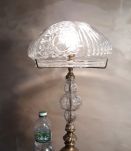 tres grand lampe pied bronze et verre 