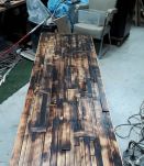 enfilade acier scandinave type industriel   plateau en bois 