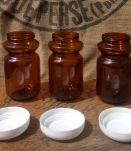 Lots de 3 bocaux en verre ambré - Années 70