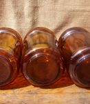 Lots de 3 bocaux en verre ambré - Années 70