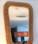 Miroir rétroviseur osier vintage 65cm x 43cm  