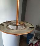 suspension art deco ezan cuivre et verre moulé  hauteur 50cm