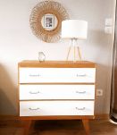 Miroir soleil vintage en osier 