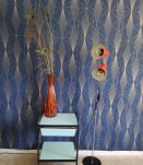 vase en verre épais plissé vintage orange