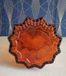 vase en verre épais plissé vintage orange