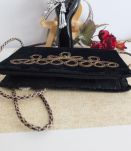 Pochette vintage en velours noir 