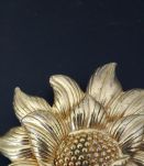 Broche tournesol vintage en métal doré 