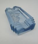 cendrier verre bleu art deco femme nue naked woman glass ash