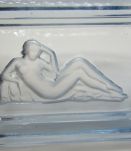 cendrier verre bleu art deco femme nue naked woman glass ash