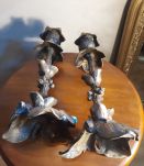   paire de bougeoir en bronze et regule 1900 art nouveau    