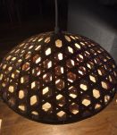 Suspension vintage bambou et lin  50 cm