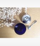 Sucrier en verre bleu roi