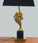 Paire de lampe hollywood Regency aux chevaux 