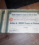 Lot 10 Actions de 500 francs au Porteur en 2 lots 1927-1931