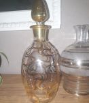 Duo de carafes verre doré 50's