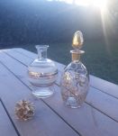 Duo de carafes verre doré 50's