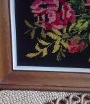 Cadre canevas des années 70/80 - Décor roses 