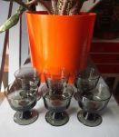6 coupes en verre fumé - Années 70