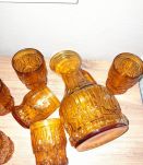 Service à orangeade, couleur ambre, vintage à souhait !