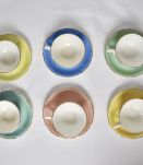  6 tasses et sous tasse colorées pastel