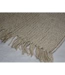 Tapis kilim fait main en soie couleur blanc crème