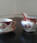 Service a moka en porcelaine italienne. Cafetière,  sucrier,