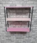 mini  etagere 3 tons  rose montants noire mat  51x50x13 cm  