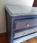 commode bleue patine