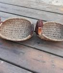 Corbeilles en vannerie, à tête de canard, vintage 